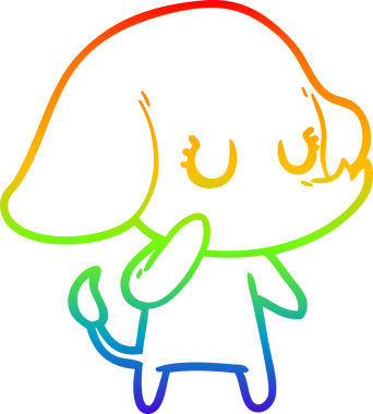 Gökkuşağı gradyan çizgisi bir insan tarafından çizilmiş şirin bir fil çizimi