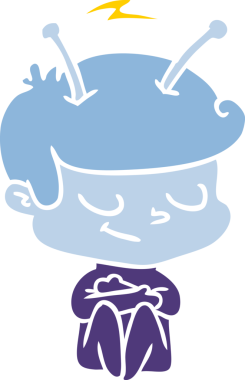 Bir insan tarafından çizilmiş düz renkli çizgi film uzay adamı.