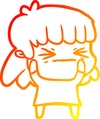 Bir insan tarafından çizilmiş kızgın bir kızın sıcak çizgi çizimi