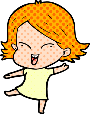 Bir insan tarafından çizilmiş mutlu çizgi film kızı.