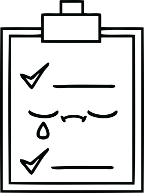 Bir insan tarafından çizilmiş bir kontrol listesinin çizgi çizimi