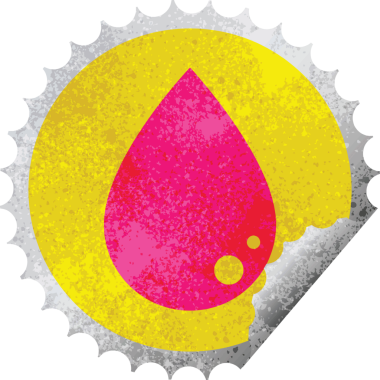 Kan damlası grafiksel vektör dairesel soyma etiketi bir insan tarafından çizildi