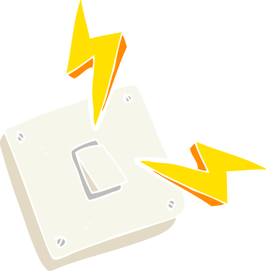 Bir insan tarafından çizilmiş elektrik düğmesinin düz renk çizimi