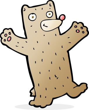 Bir insan tarafından çizilmiş çizgi film ayısı.