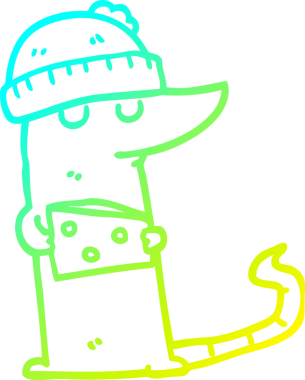 Bir insan tarafından çizilmiş peynirli çizgi roman faresi hırsızı çizimi.