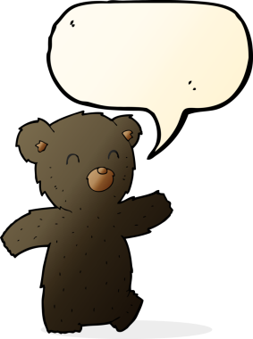 bir insan tarafından çizilmiş konuşma baloncuğu olan siyah bir ayı.