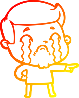 Bir insan tarafından çizilmiş ağlayan bir çizgi film karakteri çizimi.