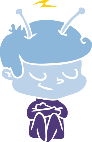 Bir insan tarafından çizilmiş düz renkli çizgi film uzay adamı.