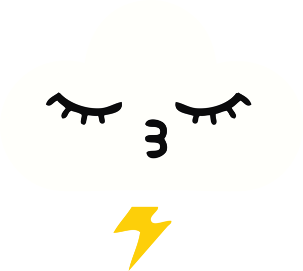 Bir insan tarafından çizilmiş bir gök gürültüsü bulutunun düz renk retro karikatürü