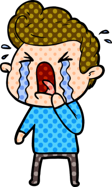 Bir insan tarafından çizilmiş ağlayan bir karikatür.