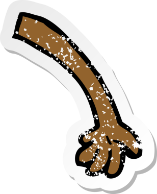 Bir insan tarafından çizilmiş bir karikatür kolunun gerilmiş çıkartması.