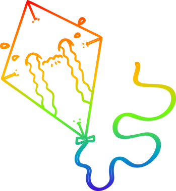 gökkuşağı gradyan çizgi çizimi bir insan tarafından çizilmiş ağlayan bir uçurtma