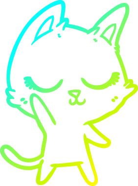 Bir insan tarafından çizilmiş sakin bir çizgi film kedisinin soğuk eğim çizgisi.