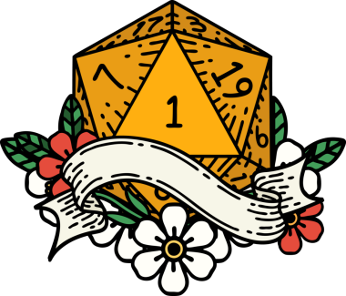 Retro Dövme Biçimi Doğal Bir d20 zar bir insan tarafından çizildi