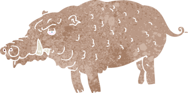 Bir insan tarafından çizilmiş bir çizgi film domuzu.