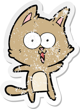 Bir insan tarafından çizilmiş komik bir çizgi film kedisinin sıkıntılı çıkartması.