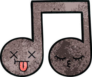 Bir insan tarafından çizilmiş müzikal notanın retro grunge desen karikatürü