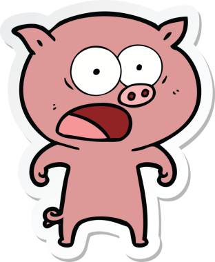 Bir insan tarafından çizilmiş domuz çizgi filmi etiketi.