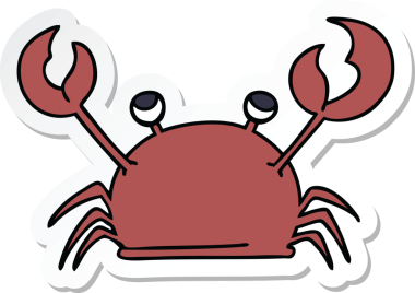 Bir insan tarafından çizilmiş garip bir el çizimi mutlu yengeç.