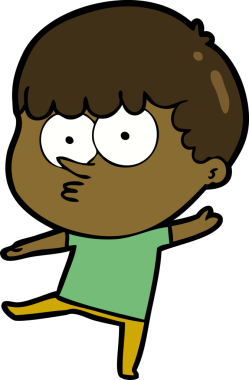 Bir insan tarafından çizilmiş meraklı bir çocuk.