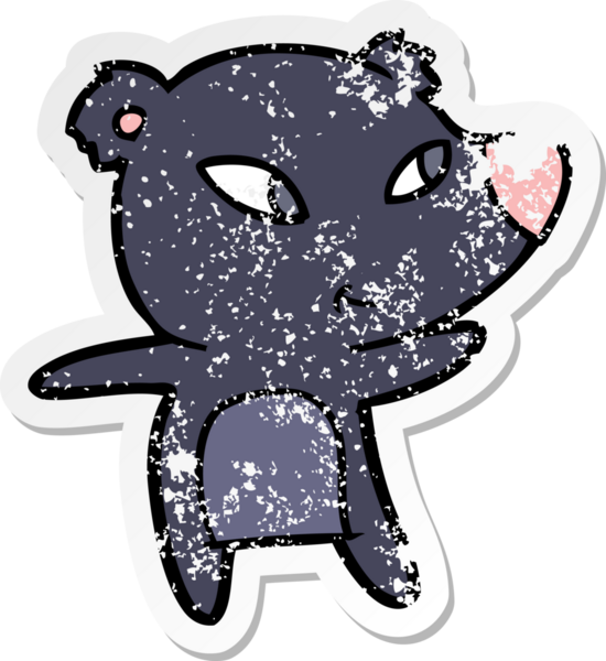 Bir insan tarafından çizilmiş şirin bir ayının sıkıntılı çıkartması.