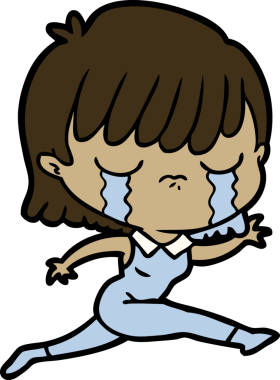 Bir insan tarafından çizilmiş ağlayan çizgi film kadını.