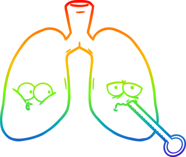 Bir insan tarafından çizilmiş sağlıksız akciğerlerin çizimi.