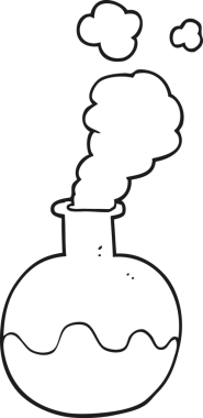 Bir insan tarafından çizilmiş siyah beyaz karikatür kimyasal reaksiyonu