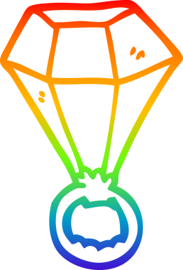 gökkuşağı gradyan çizgi çizimi bir insan tarafından çizilmiş elmas yüzük