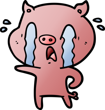 Bir insan tarafından çizilmiş ağlayan domuz çizgi filmi.