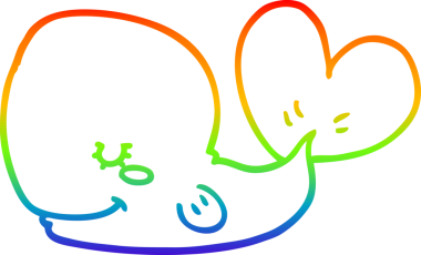 gökkuşağı gradyan çizgisi bir insan tarafından çizilmiş bir karikatür balinası