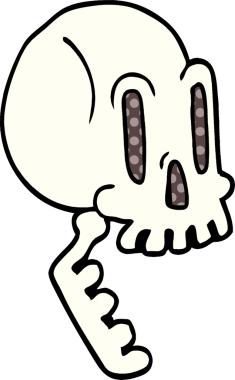 Bir insan tarafından çizilmiş bir kafatası karalaması.