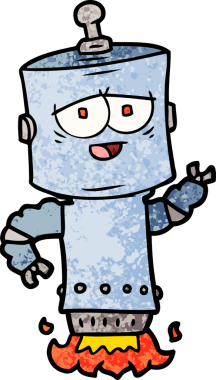 Bir insan tarafından çizilmiş çizgi film robotu