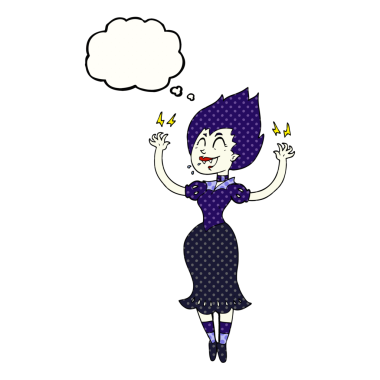 Bir insan tarafından çizilmiş serbest çizim baloncuk vampir kız.