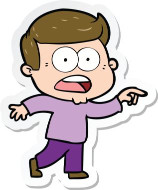 Bir insan tarafından çizilmiş bir karikatür çıkartması.