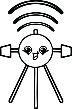 Bir insan tarafından çizilmiş bir uydu karikatürü.