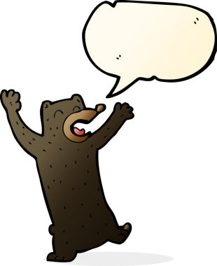 bir insan tarafından çizilmiş konuşma baloncuğu olan siyah bir ayı.