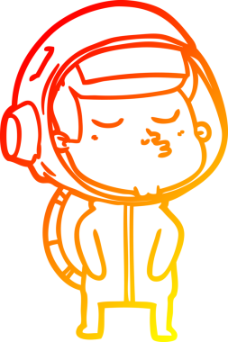 Bir insan tarafından çizilmiş kendinden emin bir astronotun sıcak çizgi çizimi