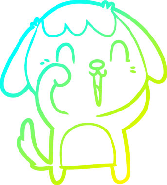 Bir insan tarafından çizilmiş şirin bir çizgi köpeğin soğuk gradyan çizgisi.