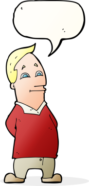 Bir insan tarafından çizilmiş konuşma balonu olan çizgi film dostu bir adam.