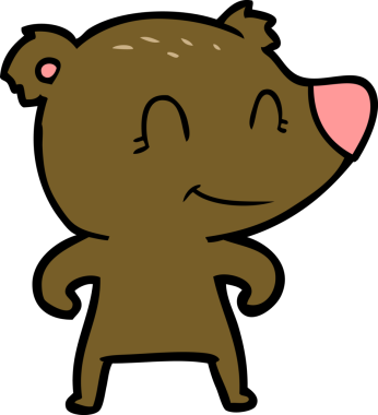 Bir insan tarafından çizilmiş gülümseyen ayı çizgi filmi.