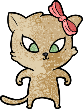 Bir insan tarafından çizilmiş çizgi film kedisi.