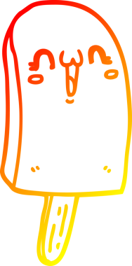 Bir insan tarafından çizilen donmuş buz lolipopunun sıcak çizgi çizimi