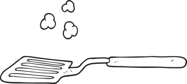 Bir insan tarafından çizilmiş siyah beyaz bir spatula.