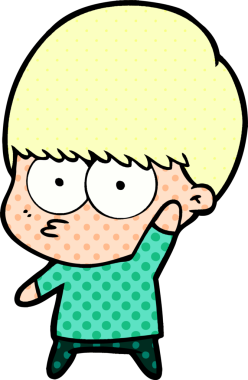 Sinirli çizgi film çocuğu bir insan tarafından çiziliyor.