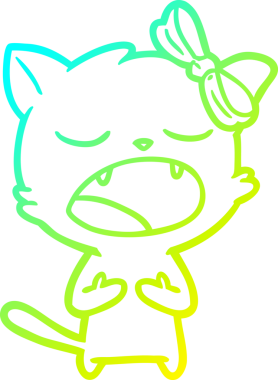 Bir insan tarafından miyavlanan çizgi film kedisinin soğuk gradyan çizimi