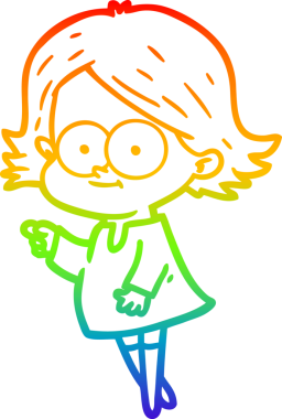 gökkuşağı gradyan çizimi mutlu bir çizgi film kızı bir insan tarafından çizildi