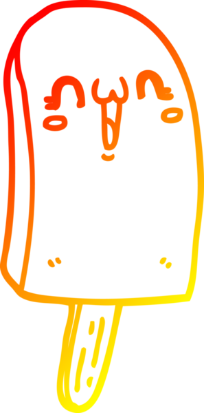 Bir insan tarafından çizilen donmuş buz lolipopunun sıcak çizgi çizimi