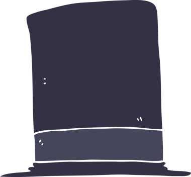 Bir insan tarafından çizilmiş silindir şapkanın düz renk çizimi