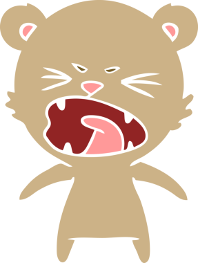 kızgın düz renkli çizgi film ayısı bir insan tarafından çizilmiş.